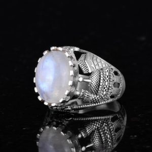 925 Ayar Sert Gümüş Erkek Yüzük, Aydınlatma Taşı Yüzüğü, El Yapımı Şıklık - Görsel 3