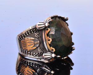 Gerçek Doğal Taş Yüzük, 925 Ayar Gümüş Yüzük, Camii Yüzüğü (Zümrüt) - Görsel 4