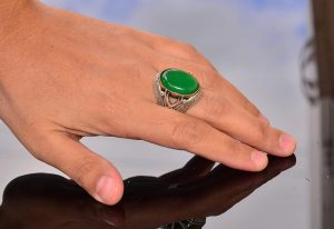Gerçek Doğal Taş Yüzük - Gümüş Erkek El Yapımı Kılıç Yüzük (Jade) - Görsel 5