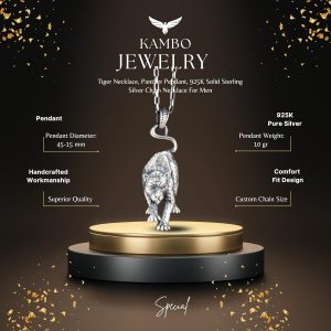 Kaplan Kolye, Panter Kolye Ucu, 925 Ayar Katı Gümüş Zincir Kolye Erkekler İçin - Görsel 2