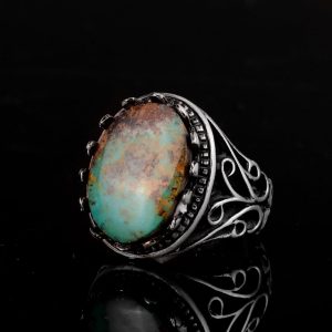 Gerçek Doğal Arizona Turkuaz Taş Yüzük, 925 Ayar Gümüş Yüzük, Sultan Yüzük - Görsel 5