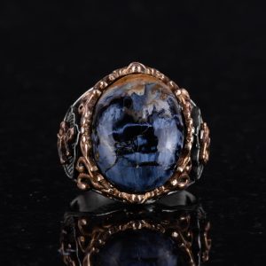 Doğal Pietersite Ağırlık Yüzük Taş Yüzük - 925 Ayar Gümüş Yüzük Erkekler İçin, Farklı Yüzük - Görsel 5