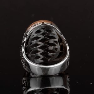 El Yapımı Erkek Yüzük, 925 Ayar Gümüş Erkek Yüzük, Yapay Oniks Taşlı Yüzük - Görsel 7