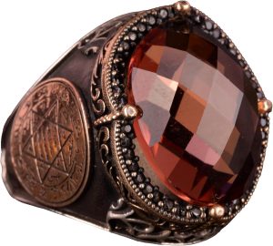 David Yıldızı Yüzük, Yapay Taş Yüzük, 925 Ayar Gümüş Süleyman Yüzüğü (Sultanite Yapay Taş) - Görsel 1