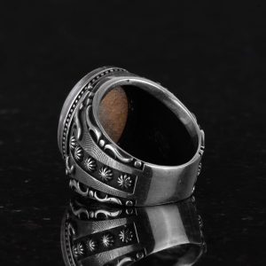 Gerçek Doğal Taş Yüzük, 925 Ayar Gümüş Yüzük, Tasarım Gümüş Erkek Yüzüğü (Amazonit) - Görsel 7