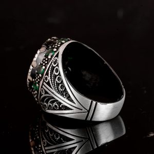 Gerçek Arizona Turkuaz Taş Yüzük, 9.85 Karat, Sultan Yüzüğü, Vintage Yüzük, 925 Ayar Gümüş Yüzük - Görsel 7