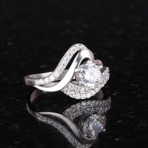 925 Ayar Gümüş Yüzük, Yapay Zirkon Taşlı Yüzük, Kadınlar İçin Nişan Yüzüğü, El Yapımı Yüzük - Görsel 4