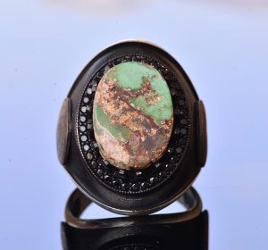 Gerçek Arizona Turkuaz Taş Yüzük, 11.00 Karat, David of Star Yüzüğü, 925 Ayar Gümüş Erkek Yüzük - Görsel 8