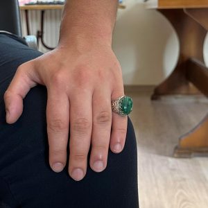 Gerçek Doğal Taş Yüzük - 925 Ayar Gümüş El Yapımı Yüzük (Zümrüt) - Görsel 3
