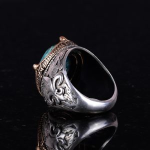 925 Ayar Gümüş El Yapımı Erkek Yüzük - Çeşitli Doğal Taşlarla Mevcut (Krisokolla) - Görsel 6