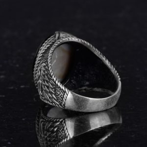 Kartal Yüzük - Yüzük - Erkek Yüzüğü - 925 Ayar Gümüş El Yapımı Erkek Yüzüğü (Osmanlı Tuğrası) - Görsel 7