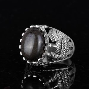 Gerçek Doğal Piryt Taşlı Yüzük, 925 Ayar Sterling Gümüş Erkek Yüzük, Refah Manifestasyonu Tasarımı - Görsel 4