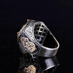 Peridot Taşlı Yüzük, 925 Ayar Gümüş Yüzük, Şık El Yapımı Gümüş Erkek Yüzüğü - Görsel 7