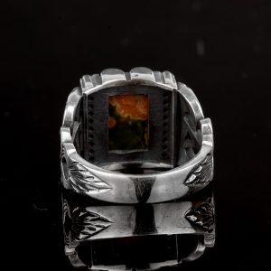 925 Ayar Gümüş Erkek Yüzük, Gerçek Doğal Yeşim Taşı Yüzük - Görsel 7