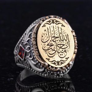 925 Ayar El Yapımı Gümüş İslami Yüzük, Hat Yazısı Yüzük, Erkekler için Özgün Dini Takı - Görsel 5
