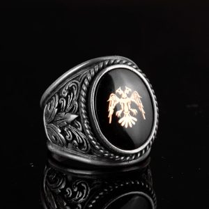 İki Başlı Kartal Yüzüğü, 925 Ayar Gümüş Yüzük, Erkek Yüzüğü, El Yapımı Yüzük, Kartal Yüzüğü - Görsel 4