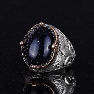 925 Ayar Gümüş Yüzükler Premium Üretilmiş Taşlarla (Üretilmiş Mavi Güneş Taşı) - Görsel 4