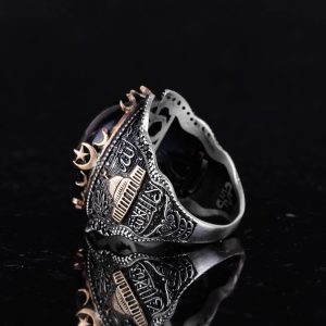 Gümüş Doğal Cabochon Granat Taşlı Yüzük, 925 Ayar Gümüş Yüzük, Farklı Yüzük - Görsel 6