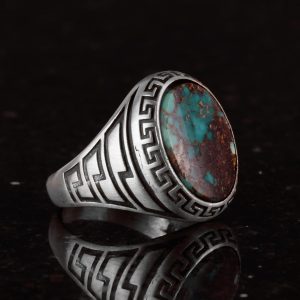 Gerçek Arizona Turkuaz Taş Yüzük, 925 Ayar Gümüş Erkek Yüzüğü - Görsel 4