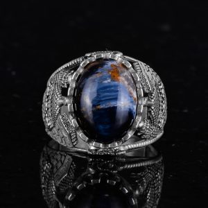 Müslüman Pietersite Taş Yüzük, 925 Ayar Sterlin Gümüş Yüzük Erkekler İçin, Farklı Yüzük - Görsel 3