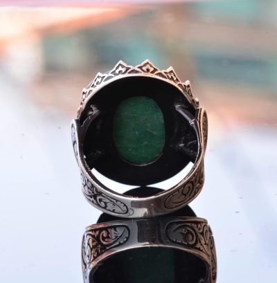 El Yapımı 925 Ayar Gümüş Erkek Yüzük, Gerçek Zümrüt Taşı, Şık Taş Koleksiyonu - Görsel 4