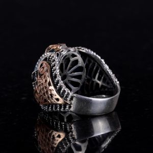 925 Ayar Katı Gümüş Erkek Yüzük, El Yapımı Doğal Zümrüt Taşlı Yüzük - Görsel 6