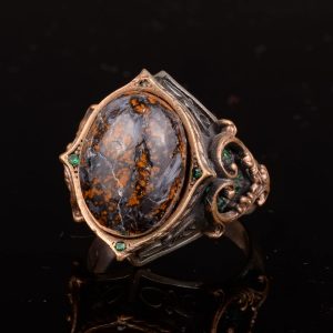 Gerçek Doğal Bronzit Taşı Erkek Yüzüğü, 925 Ayar Gümüş Yüzük - Görsel 7