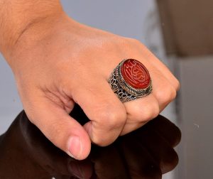 Doğal Akik Taşlı Yüzük - Sterlin Gümüş Erkek İslam Yüzüğü - Görsel 7