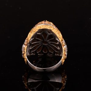 Gerçek Doğal Ağaç Taşlı Erkek Yüzük, 925 Ayar Gümüş Yüzük - Görsel 8