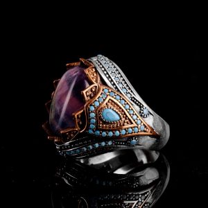 Gerçek Doğal Taş Yüzük - El Yapımı 925 Ayar Gümüş Yüzük (Florit) - Görsel 5