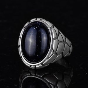 Erkekler için Lüks 925 Ayar Gümüş Yaratılmış Taş Yüzükler - Çeşitli Koleksiyon (Mavi Yıldız Yaratılmış Taş) - Görsel 4