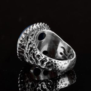 Gerçek Doğal Mavi Akik Taşı Yüzük, 925 Ayar Gümüş Yüzük, Gerçek Taş Yüzük - Görsel 7