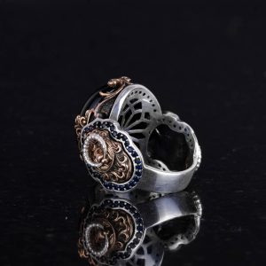 Peridot Yapay Taş Yüzük, 925 Ayar Gümüş Yüzük, Aslan Sembol Tasarımı Erkek Yüzüğü - Görsel 7