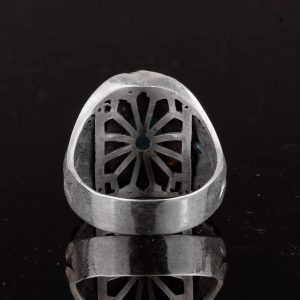 Gerçek Larimar Taşlı Yüzük, 925 Ayar Gümüş Yüzük, Larimar Erkek Yüzüğü, Mavi - Görsel 8