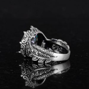 Doğal Arizona Turkuaz Taşlı Yüzük, 925 Ayar Gümüş Yüzük, Minimalist El Yapımı Yüzük (Model-16) - Görsel 7