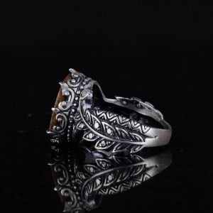 Gerçek Doğal Arizona Turkuaz Taş Yüzük, 925 Ayar Gümüş Yüzük, Minimalist El Yapımı Yüzük (Stil-11) - Görsel 7