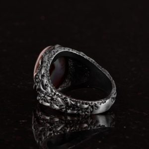 925 Ayar Gümüş Yemen Agete Erkek Yüzük, Doğal Yemen Agete Taşı, 925 Ayar Gümüş Erkek Yüzük - Görsel 6