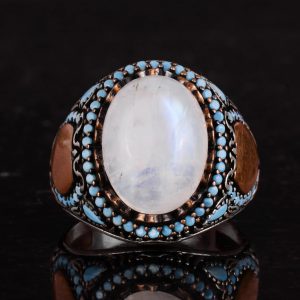 Gerçek Doğal Taş Yüzük - El Yapımı 925 Ayar Gümüş Yüzük (Ay Taşı) - Görsel 4