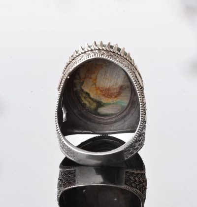 Gerçek Doğal Arizona Turkuaz Taş Yüzük, Osmanlı Mührü Yüzüğü, 925 Ayar Gümüş Yüzük (Stil-1) - Görsel 5
