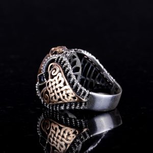 El Yapımı Gerçek Doğal Bronzit Taş Yüzük, 925 Ayar Katı Gümüş Erkek Yüzüğü - Görsel 7