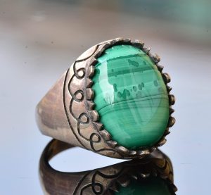 Doğal Malakit Doğal Taş Yüzük - 925 Ayar Gümüş Malakit Yüzük - Görsel 3