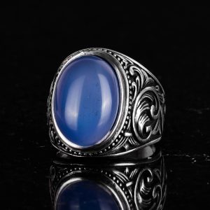 Doğal Sıvı Taşlı Yüzük, 925 Ayar Gümüş Yüzük, Farklı Yüzük - Görsel 5