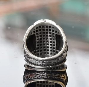 Gerçek Doğal Kan Taşı Yüzük, Osmanlı Mühür Yüzüğü, Orta Doğu Tasarımı, Gümüş Yüzük - Görsel 5