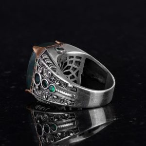 925 Ayar Gümüş Yüzük - Gerçek Doğal Taş Yüzük - El Yapımı Yüzük (Kan Taşı) - Görsel 7