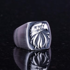 925 Ayar Katı Gümüş Yüzük, Kartal Yüzüğü, Erkekler için Hayvan Yüzüğü, Erkekler için İfadeli Yüzük - Görsel 4