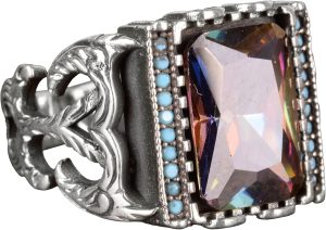 Mistis Topaz Taşı Gümüş Erkek Yüzük, 925 Ayar Gümüş Yüzük - Görsel 1