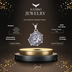 925 Ayar Gümüş Tasarım Kolye Ucu - Burç Kolyeleri - El Yapımı Kolye (Aslan) - Görsel 2