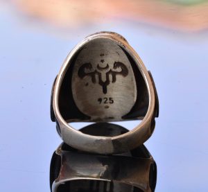 Gerçek Arizona Turkuaz Taş Yüzük, 11.00 Karat, David of Star Yüzüğü, 925 Ayar Gümüş Erkek Yüzük - Görsel 5