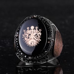 925 Ayar Gümüş El Yapımı Erkek Yüzük - Davut Yıldızı Yüzüğü (Osmanlı İmparatorluğu Arması) - Görsel 6