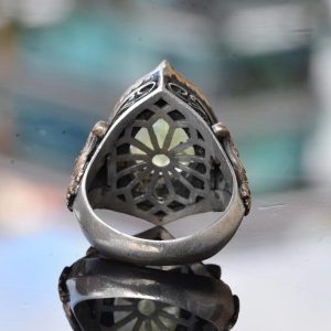 925 Ayar Gümüş Erkek Yüzük, Doğal Prehnit Taşı ile, Osmanlı Tarzı Yüzük, Yeşil Prehnit Taş - Görsel 9